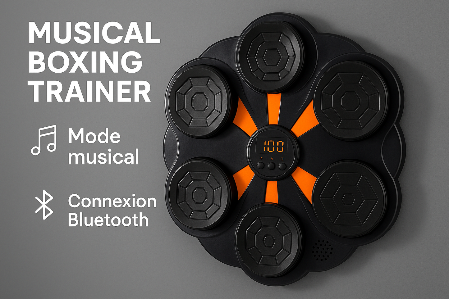 Fit Boxe - Entraîneur de boxe musical mural Bluetooth intelligent, pour usage domestique et en salle de sport, équipement de frappe sur cible pour adultes et enfants